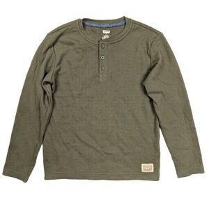 Levi's Green Thermal Henley Knit 1/4‎ Button Long Sleeve Shirt Boy's Size 10-12